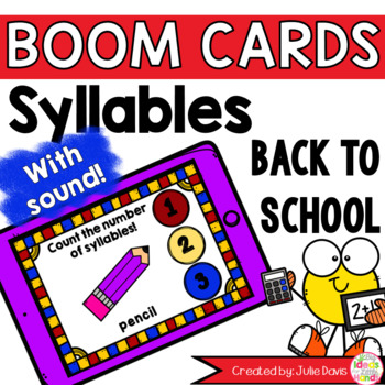 Preview of Back to School School Syllable Counting Digital Game Boom Cards