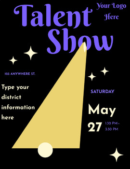 Preview of School Talent Show  Educational Flyer w/ 2 Graphics Ready to Edit & Present!