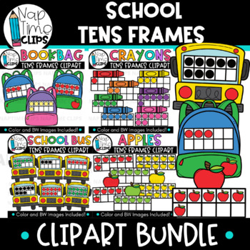 Preview of School Tens Frames Clipart Bundle {Counting Clipart}