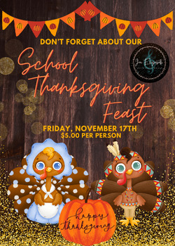 Preview of School Thanksgiving Feast Invitation Template