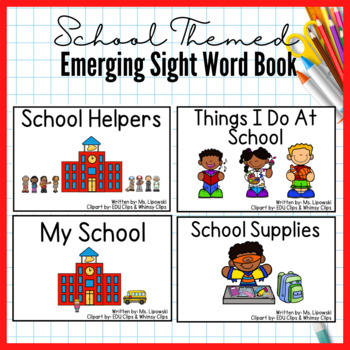 Preview of School Theme Sight Word Emerging Books Bundle