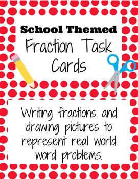 Preview of School Themed Fraction Differentiated Worksheets and Task Cards