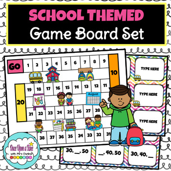 Preview of School Themed Game Board Set | Editable Game Cards | Skip Count | 100th Day