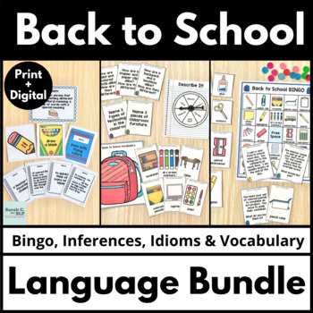 Preview of Back to School Language with Bingo, Inferences, Idioms, & Vocabulary BUNDLE