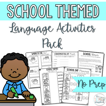 Preview of School Themed Language Activities Pack- No Prep, Back to School