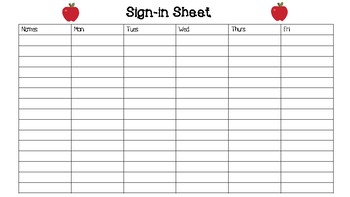 Preview of School Themed Sign-in and Sign-out Sheet