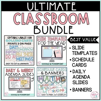 Preview of School Themed Slides and Decor Bundle for the year