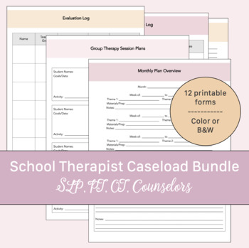 Preview of School Therapist Caseload Management Forms Bundle | SLPs, OTs, PTs, Counselors