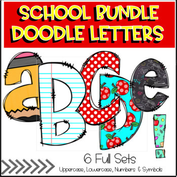 School Time Doodle Letter BUNDLE - Bulletin Board Alphabet Numbers ...