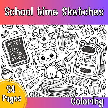 Preview of School Time Sketches (CR0016)Coloring Book,Pages,Back to School,Activity