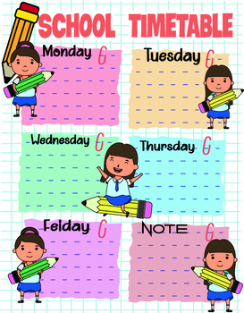 Preview of School Timetable Template / BACK TO SCHOOL