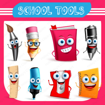 School Tools Clip Art ( Freebie!) by Haley's Clipart | TPT