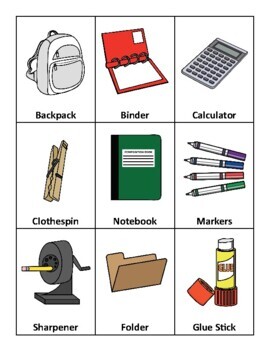School Tools Vocabulary Card Set by Ausome SLP | TpT