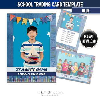 Preview of School Trading Card Template - Blue