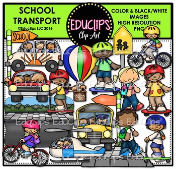 Preview of School Transport Clip Art Bundle {Educlips Clipart}