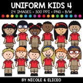 School Uniform Kids Clipart 4 + FREE Blacklines - Commercial Use