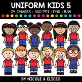 School Uniform Kids Clipart 5 + FREE Blacklines - Commercial Use