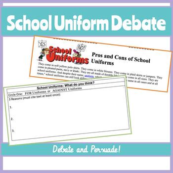 Preview of School Uniforms Debate | Persuasive Argument | Google Document