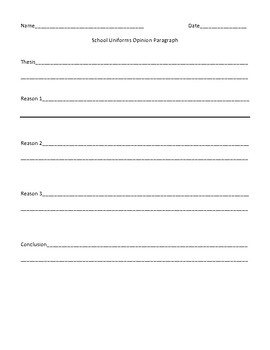 School Uniforms Informational Text and Opinion Paragraph Outline