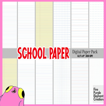 Preview of School Vibes Digital Paper | Lined Journal Writing Sheets (12 Designs)