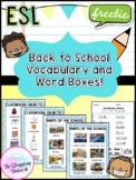 FREE! Back to School Vocabulary and Word Boxes!