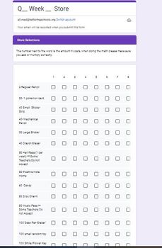 Preview of School Wide School Store- Google Form Template
