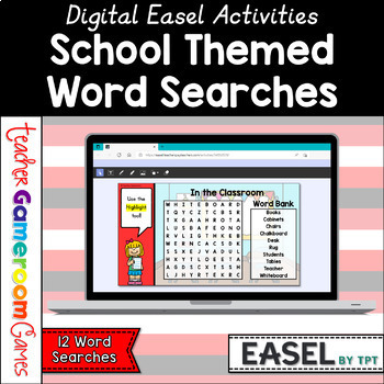 Preview of School Word Search Easel Activity