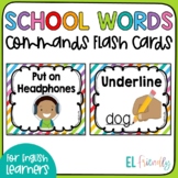 School Words & Commands Flash Cards for Newcomer English Learners