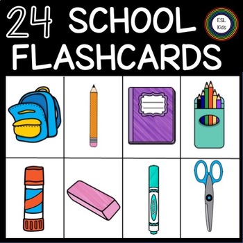 Preview of School Words Flashcards- Vocabulary/Nouns for Pre-K, Kinder ESL and Special Ed