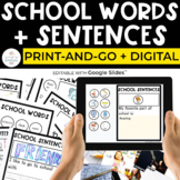 School Words and Sentences Printable + Google Slides™ | Sp