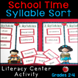 School Words Syllable Sort Literacy Center - Back to Schoo