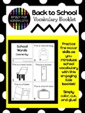 School Words / Vocabulary Mini Booklet Vocabulary: Kinderg