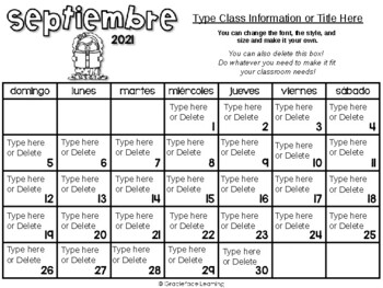 School Year Calendar - Spanish Editable - Calendario del año escolar
