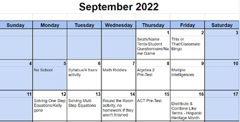 Preview of School Year Calendar Template