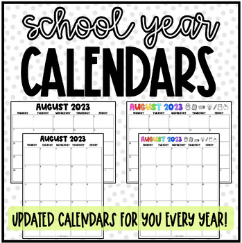 School Year Calendars 2023-2024 | Teacher Organization | TPT