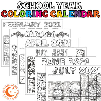 School Year Coloring Calendar August 2020 To July 2021 By Luftmensch Designs