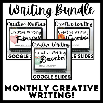 Preview of School Year Creative Writing Bundle!Google Slides and Printable Bundle!