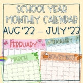 School Year Monthly Calendar 22-23