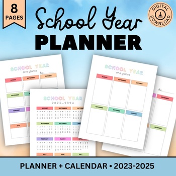 Preview of School Year Planner, Teacher Planner for Year Overview, One Page Plan