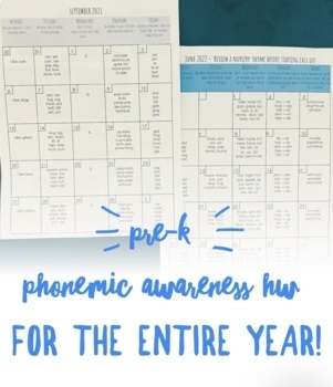 Preview of School Year Pre-K Phonemic/Phonological Awareness Homework