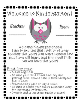 Owl-Themed School Year Starter Pack (Kindergarten) by Megan Bainbridge