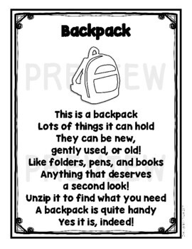 School Supplies Respect: Shared Reading Book