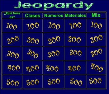 Preview of School and telling time Jeopardy Game on Smartboard
