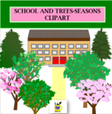 School and trees seasons- Clip Art