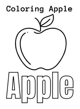 School apple coloring sheet for children by wmers | TPT