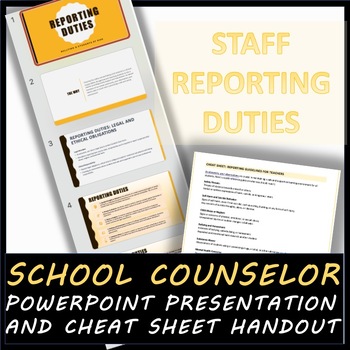 Preview of School counselor presentation for staff: Reporting duties/Bullying/Suicide