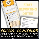 School counselor presentation for staff: Reporting duties/