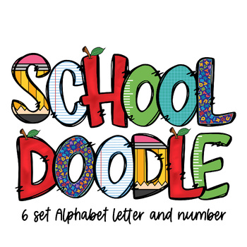 Preview of School doodle alphabet letters and number