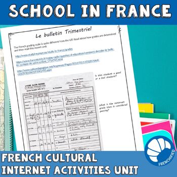 Preview of School in France Internet activity packet - French culture