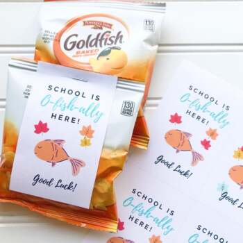 Preview of School is O-fish-ally Here Printable Tag